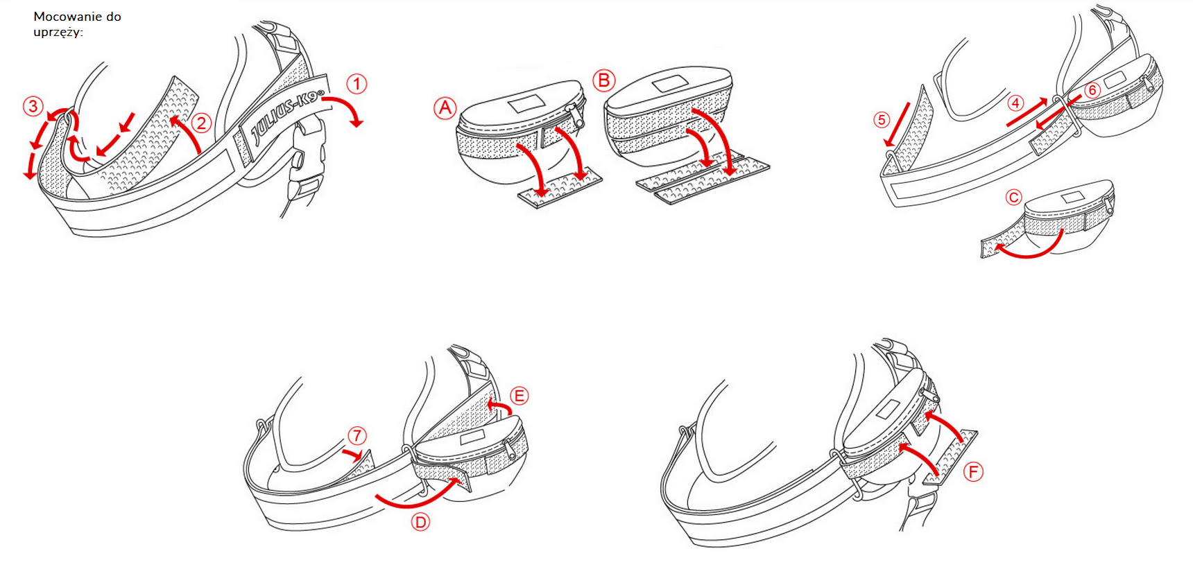 obrazkowa instrukcja montażu sakiewek do szelek julius-k9